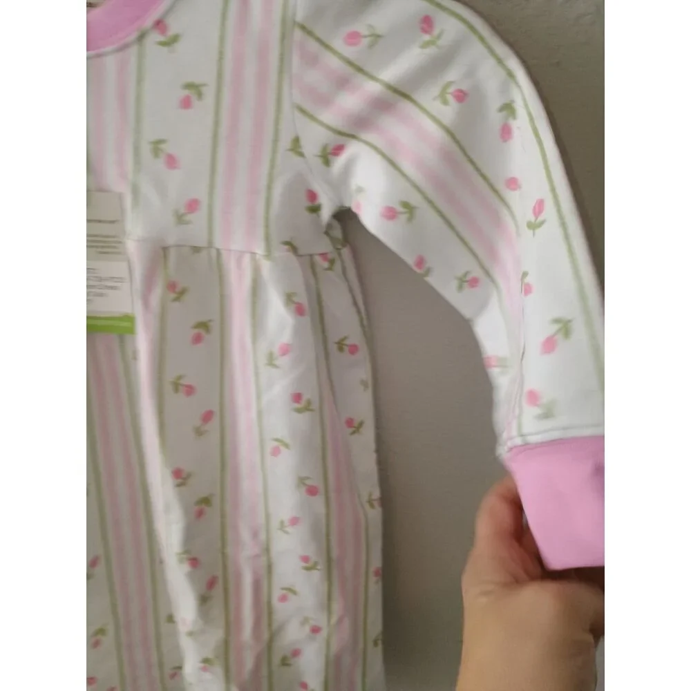 The Oaks Apparel Baby Girls Pink Striped Floral Long Sleeve Dress Size‎ 2Y